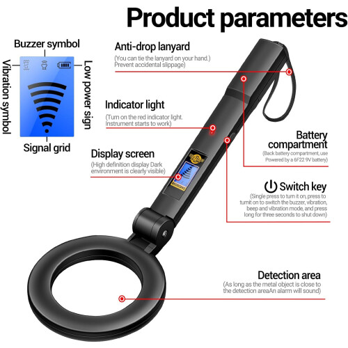 Sensitivity Scanner Portable Security Scanner Handheld Metal Detector With Vibration Alerts Low Power Consumption 1