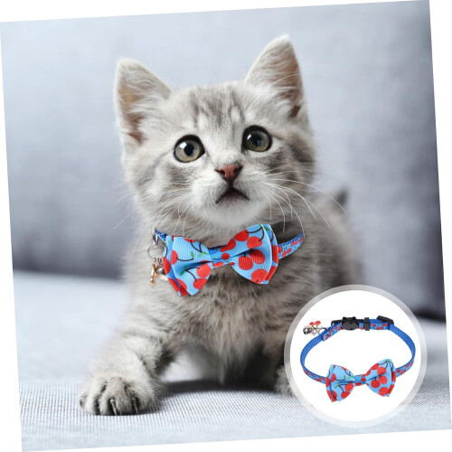 Adjustable Cat Collar With Removable Bell And Cherry Blossom Design 1
