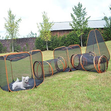 Outdoor Cat Tent with Tunnel Foldable Playpen for Cats, Dogs and Rabbits Portable Enclosure for Indoor and Outdoor Fun