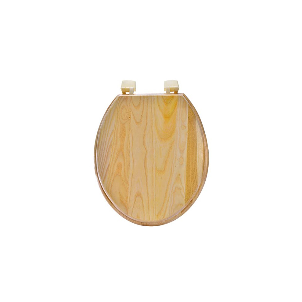 Toilet Seat Elongated Wood Soft Close Standard Size Non Slip Bumpers Easy Clean Lid Compatible With Standard Toilets 9189345929298