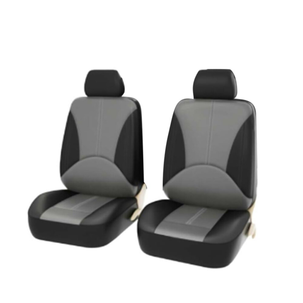 Hanzete 4 Pieces Car Seat Covers Universal Breathable Leather Seat Protector For Car Suv Vehicle And Black/Grey 9189345929335