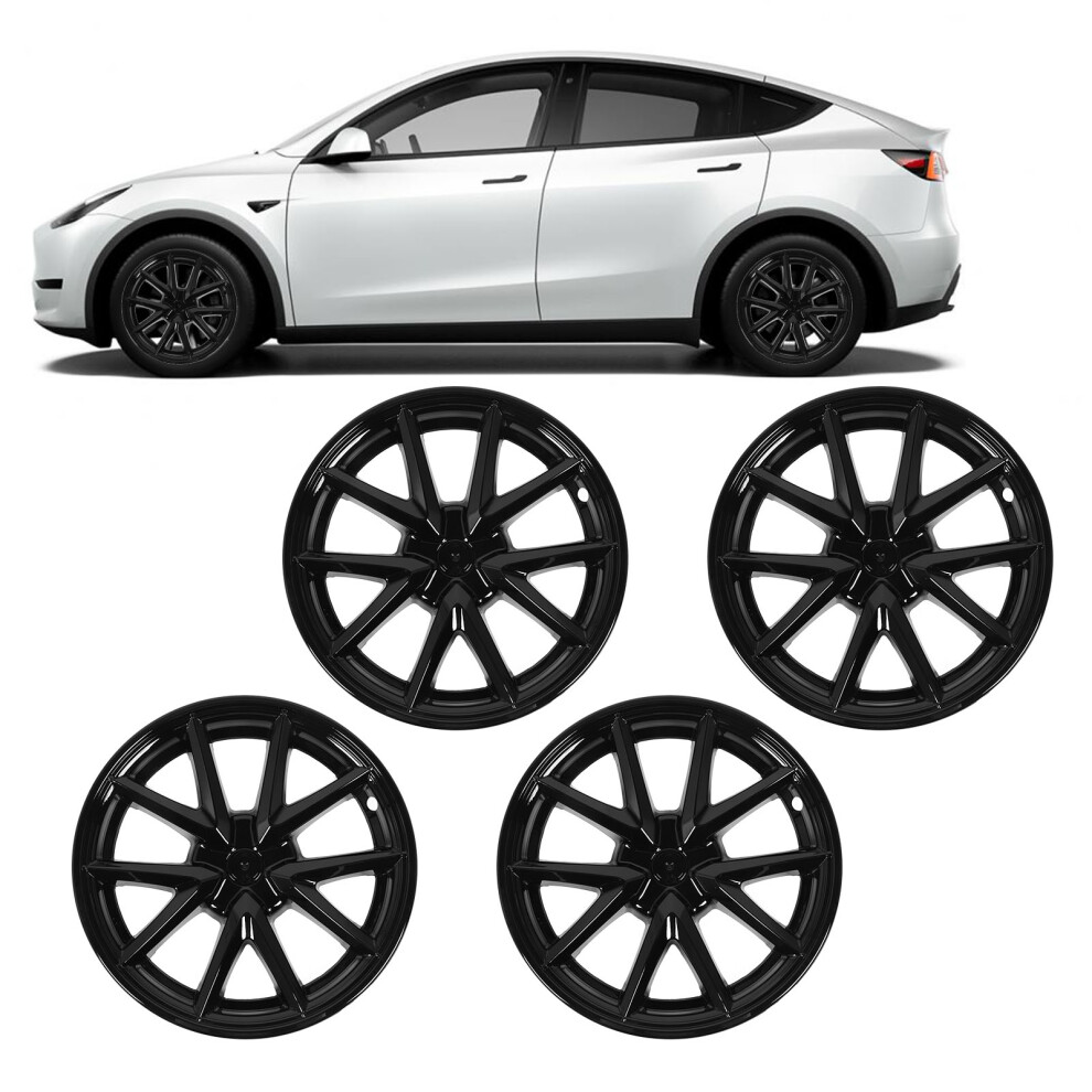 18In Abs Wheel Hub Cap For Tesla Model 3 2017-2024 - Snap On Replacement Black 4671369579405