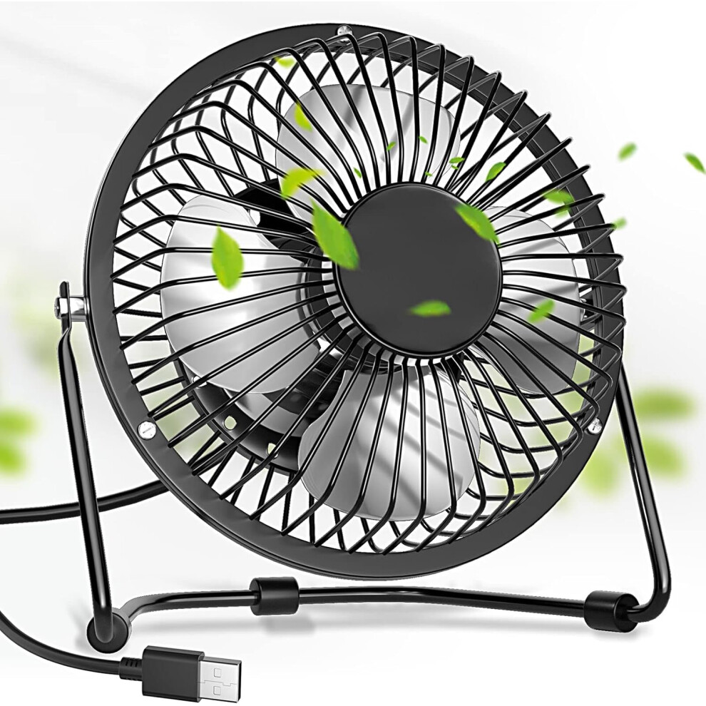 Usb Powered Fan With 360 Degree Rotation, Metal Construction Portable Fan Quiet Operation Energy Saving Desktop Cooling Fan Strong Airflow Easy To Cle 9453559531876