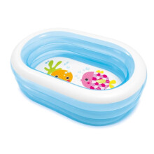 Inflatable Pools Above Ground Pool With Lid Blue 163x107x46 CM Large Family Paddling Pool