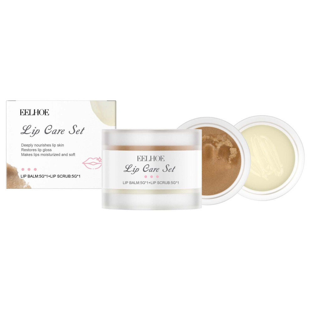 (Lipstick 5g + scrub 5g) EELHOE Moisturizing Lip Care Set Gentle Moisturizing Cleansing Lip Care