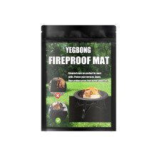 (Rectangular 39*47 inches) Yegbong fireplace fire pit fireproof mat outdoor lawn terrace barbecue fireproof mat black square protective mat