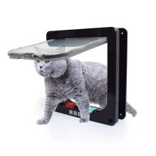 Cat Flap Door 4Way Locking Weatherproof Pet Door For Door Window Wall Sliding Interior Exterior L For Pets Under 6Kg