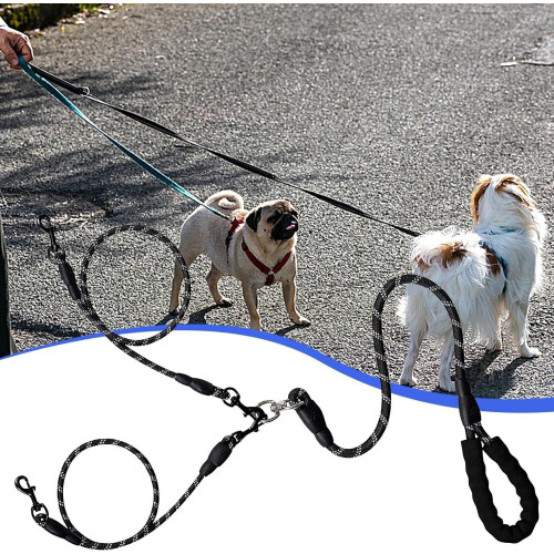 Doppelclip Dog Leash, Durable Adjustable Double Leash Prevents Tangling 1