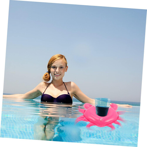 Inflatable drink holder, float holder, drink pool, inflatable drink rack, inflatable cup holder, PVC pink 2