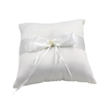 Wedding Ring Pillow Soft Pearl Bow Rings Holder for Bridal Ceremony Ring Pillow with Bow
