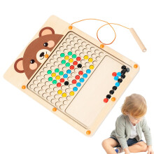 Large Magnetic Doodle Board, Wooden Magnetic Drawing Board, Magnetic Colour Learning Drawing Board for Magnetic Doodle Board with Dot Beads for Girls