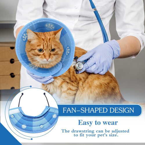 Waterproof Cat Collar Protective ECollar for PostSurgery and Wounds, Soft, Blue, Size S 1