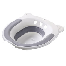 Hemorrhoid Sitting Bath, Foldable Puerperium Care Basin, Collapsible Seat Tub with Flush Hose, Perineal Soaking Bath Over Toilet Grey 39x37cm