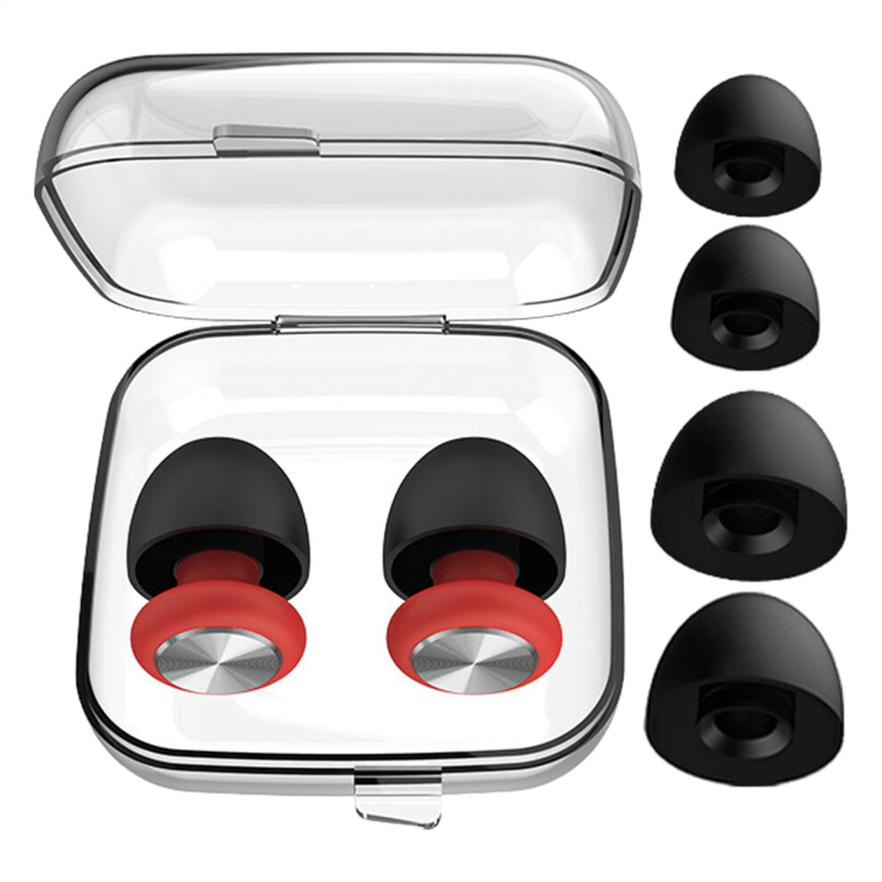 Reusable Earplugs Silicone Noisereducing, Comfortable Sleep Ear Protection, Stylish Design, Black Red, Pack Of 1 9426802235739