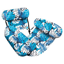 Hammock Pool Float Inflatable Lounger with Backrest, Raft Drifter for Lake Swimming Blue