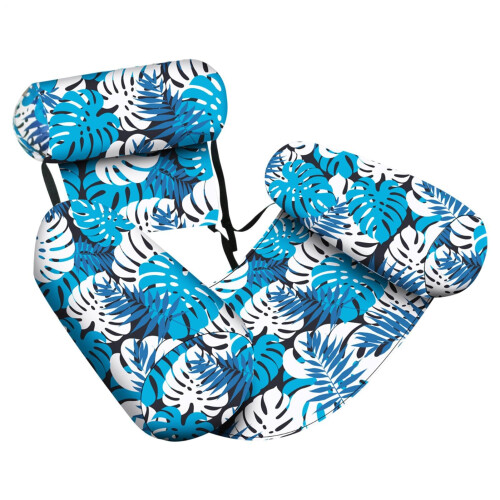 Hammock Pool Float  Inflatable Lounger with Backrest, Raft Drifter for Lake Swimming Blue
