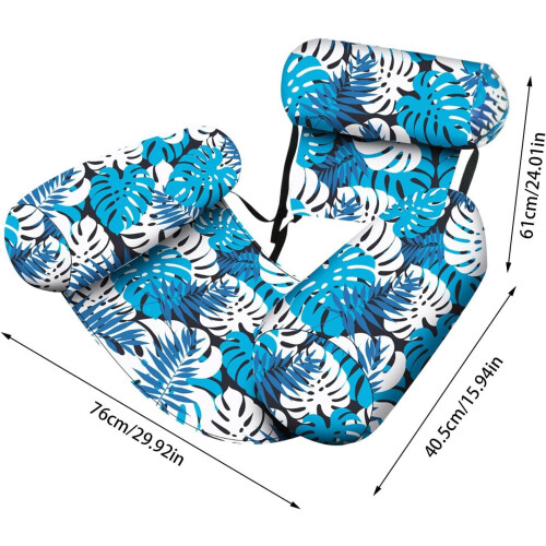 Hammock Pool Float  Inflatable Lounger with Backrest, Raft Drifter for Lake Swimming Blue 2