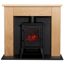 Adam Chester Stove Suite in Oak with Ripon Electric Stove in Black, 39 Inch