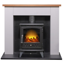 Adam Chester Stove Suite in Pure White with Aviemore Electric Stove in