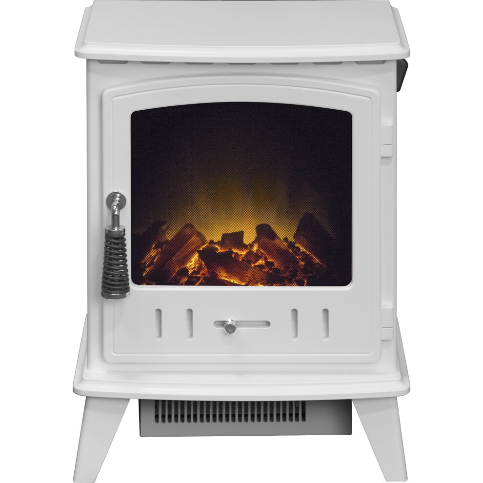 Adam Aviemore Electric Stove In Pure White Enamel