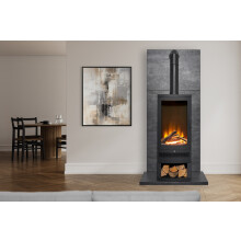 Acantha Tile & Hearth Set in Slate Effect with Horizon Stove & Log Storage