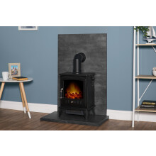 Acantha Tile & Hearth Set in Slate Venetian with Aviemore Stove & Pipe