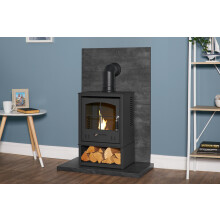 Acantha Tile & Hearth Set in Slate Venetian Plaster Effect with OKO S2