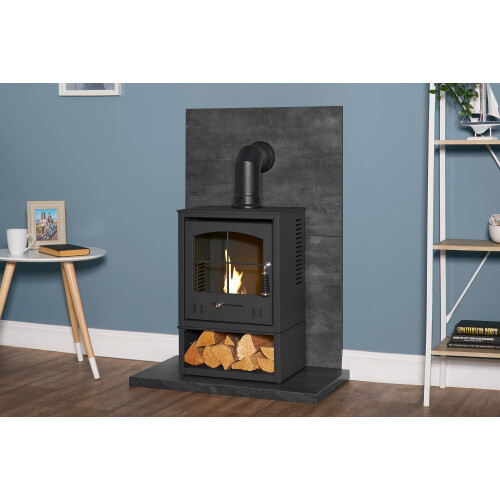 Acantha Tile & Hearth Set in Slate Venetian Plaster Effect with OKO S2