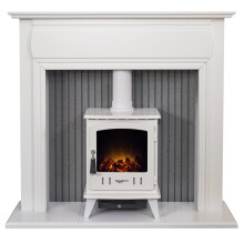 Adam Florence Stove Fireplace in Pure White with Aviemore Electric Sto