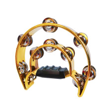 Hi Hat Tambourine Drum Kit Hand Percussion Accessories Double Row Bells Music Rhythm Tambourine for Kids Adult Ensemble Gold