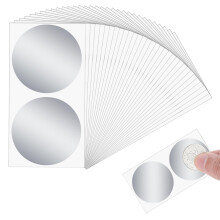 Silver Scratch Paper, Pack of 50 Scratch Stickers, 5 cm, Scratch Stickers, Scratch Paper for Writing Yourself, for Birthdays, Weddings, 5 cm (Silver)