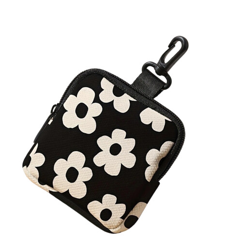 Fashionable Storage Solution For Women's-White flowers on bla