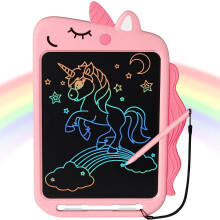 Magic Board Toy for 2 3 4 5 6 Years Old Unicorn 10 Inch LCD Writing Board Magnetic Drawing Board Painting Board Gift for Girls Kids (Pink)