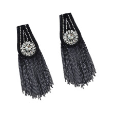 Metal Tassels Fringed Epaulette For Uniform Jackets-Black