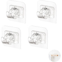 Self Adhesive Curtain Rod Holder Hooks, Nail Free Adjustable Curtain Rod Hooks, Curtain Hangers for Bathroom Kitchen Bedroom, Good Load Bearing, Water