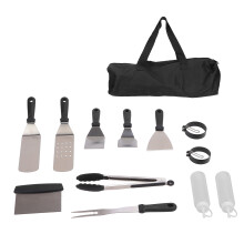 Kit di accessori per piastra, set completo di 12 pezzi in acciaio inossidabile per barbecue, ideale per cucinare all'aperto, utensili multifunzionali