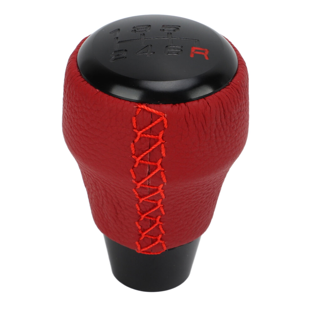 Manual Gear Shifter Knob Increased Friction Durable Build Easy Installation Wear Resistant Leather Style 6 Speed Compatible Universal Fit Red 9138057784190