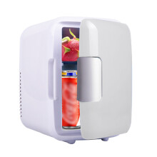 Mini geladeira portátil com alimentação para casa e carro, sistema de refrigeração termoelétrico e termostato, design compacto e ecológico.