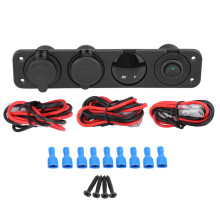 Sigarettenaansteker met voltmeter, 4-in-1 bedieningspaneel, waterdichte dubbele USB-oplader, auto- en bootvoedingsadapter, LED-verlichte
