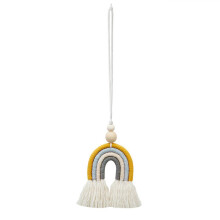 Wanddecoratie Macramé Regenboog Autohanger met Houten Kralen Essentiële Olie Diffuser Handgemaakte Hangende Decoratie Leuke Auto Luchtverfrisser