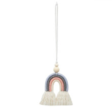 Wanddecoratie Macramé Regenboog Autohanger met Houten Kralen Essentiële Olie Diffuser Handgemaakte Hangende Decoratie Leuke Auto Luchtverfrisser
