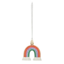 Wanddecoratie Macramé Regenboog Autohanger met Houten Kralen Essentiële Olie Diffuser Handgemaakte Hangende Decoratie Leuke Auto Luchtverfrisser