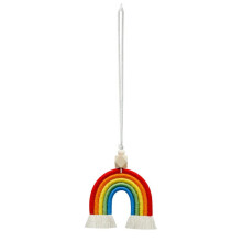 Wanddecoratie Macramé Regenboog Autohanger met Houten Kralen Essentiële Olie Diffuser Handgemaakte Hangende Decoratie Leuke Auto Luchtverfrisser