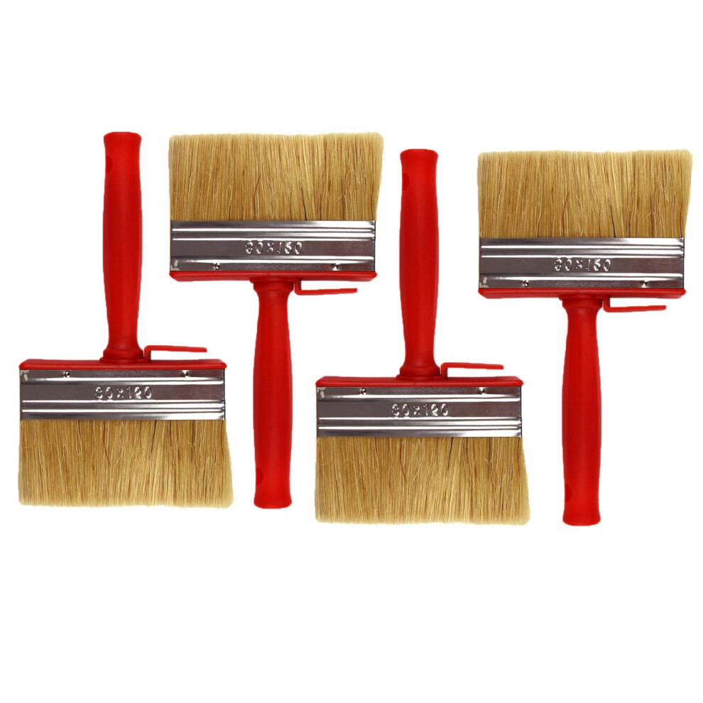 4Piece Wide Paint Brush Set, Varnish Wood Brush, Red Soft Bristle, Diy Craft 9412369867988