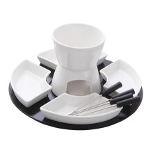 Chocolate Fondue Pot, Melt Hot Pot Bowl Set and 4 Dishes, Home Tealight Candle Fondue Set for Chocolate, Butter, Caramel (White)