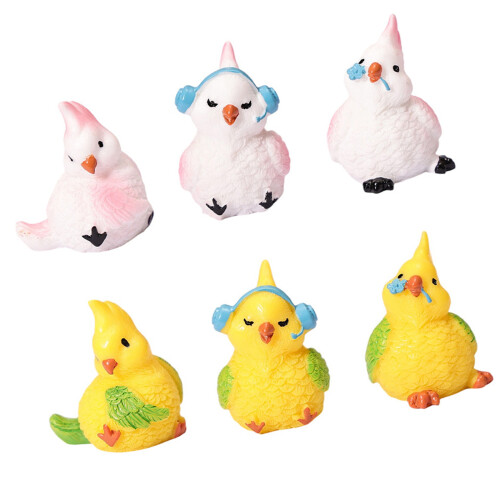 8Pcs Tiny Parrot Mini Resin Parrot Figurines for Garden
