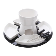 Chocolate Fondue Set Ceramic Butter Warmer Pot for Cheese Caramel MultiItem Heating White
