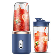 Portable Mini Juice Blender 400ml  Cup, Cordless Rechargeable, 6Blade Juicer, Travel Cup For Smoothies, Blue