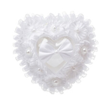 Europeanstyle white ring pillow for wedding, bride and groom ring cushion with lace edge, ring box wedding accessory