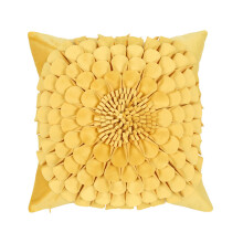 Housse de coussin en velours à fleurs, douce et-Jaune